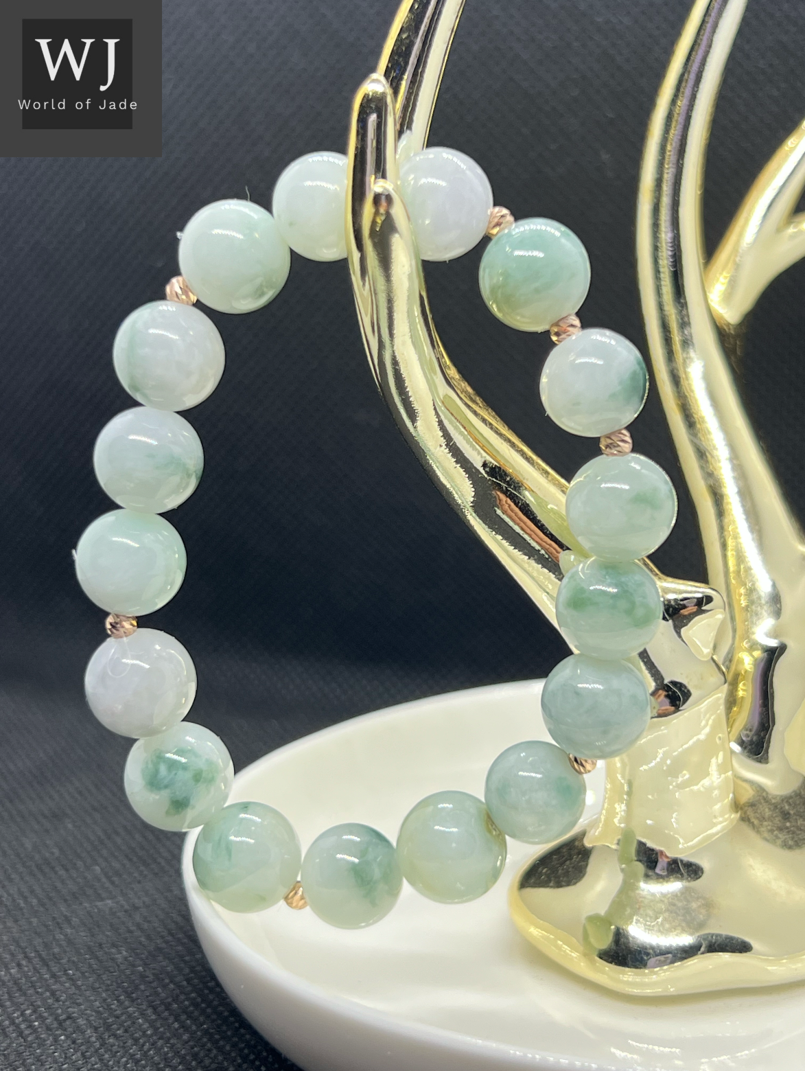 Floral Green Burma Jadeite Bracelet 18k Gold