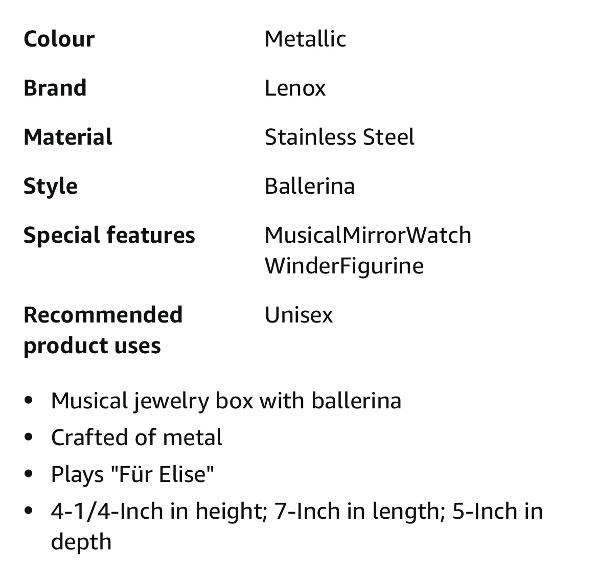 LENOX Ballerina Childhood Memories Jewellery Box