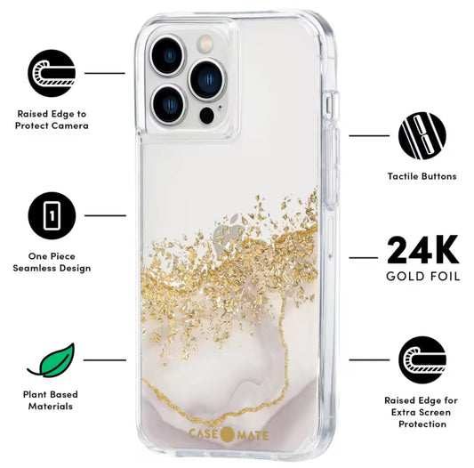 Case-Mate Karat Marble Case for iPhone 13 Pro Max, Antimicrobial Cover