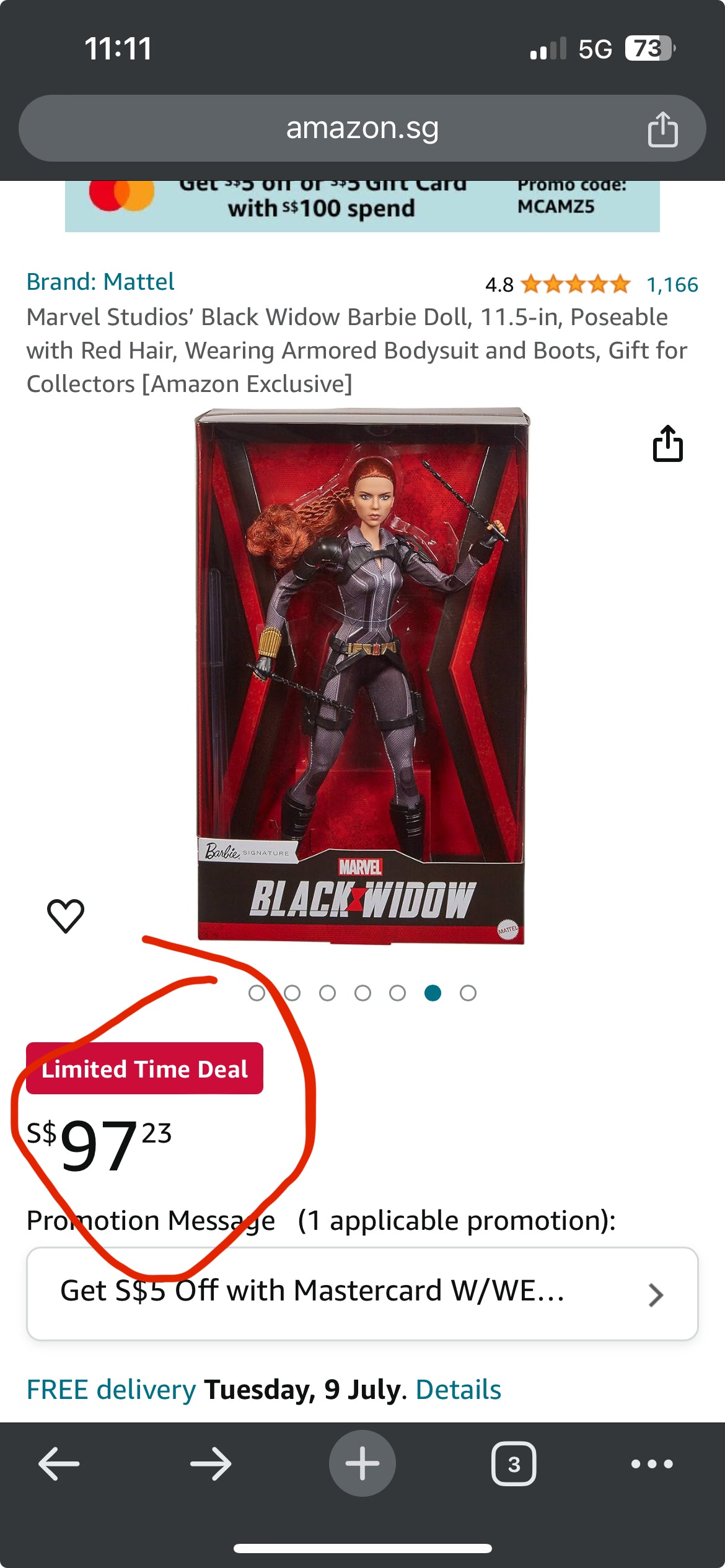 Limited Edition Barbie Black Widow Doll Marvel Signature Scarlett Johansson