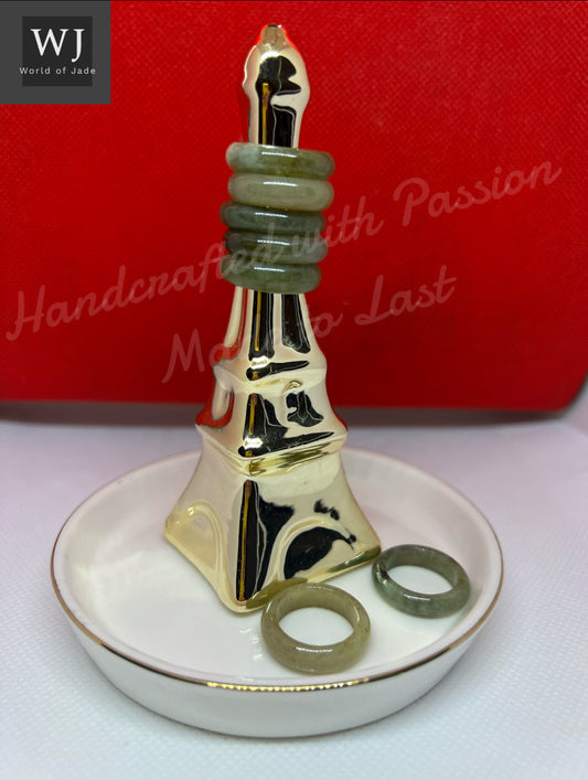 Gold Coated Eiffel Tower Porcelain Ring Holder Organiser Decor