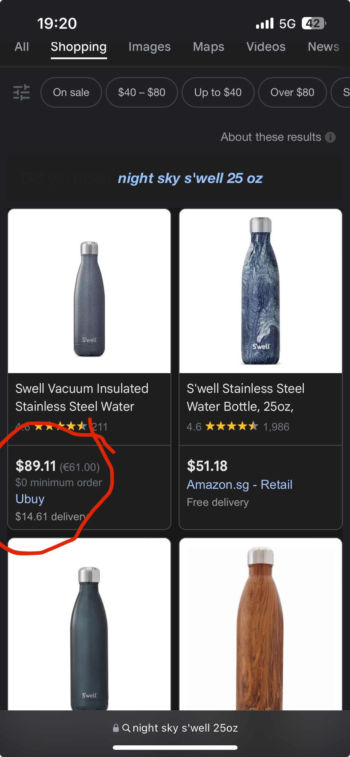 S'well Stainless Steel Water Bottle - 25 Fl Oz - Night Sky