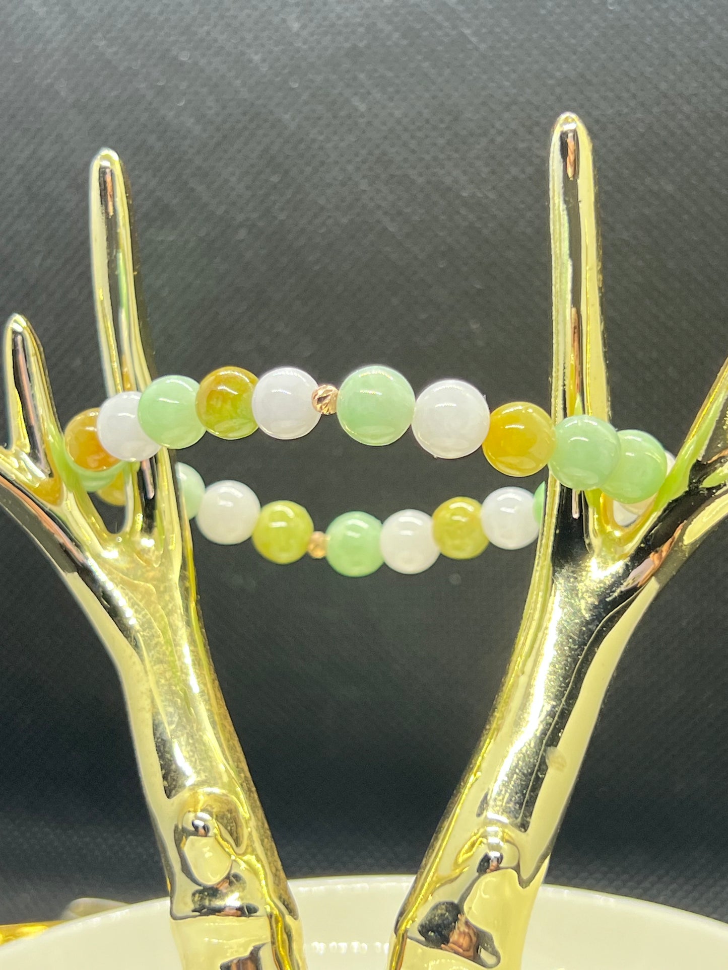 Blissful Trio Burma Jadeite Bracelet 18k Gold Charms