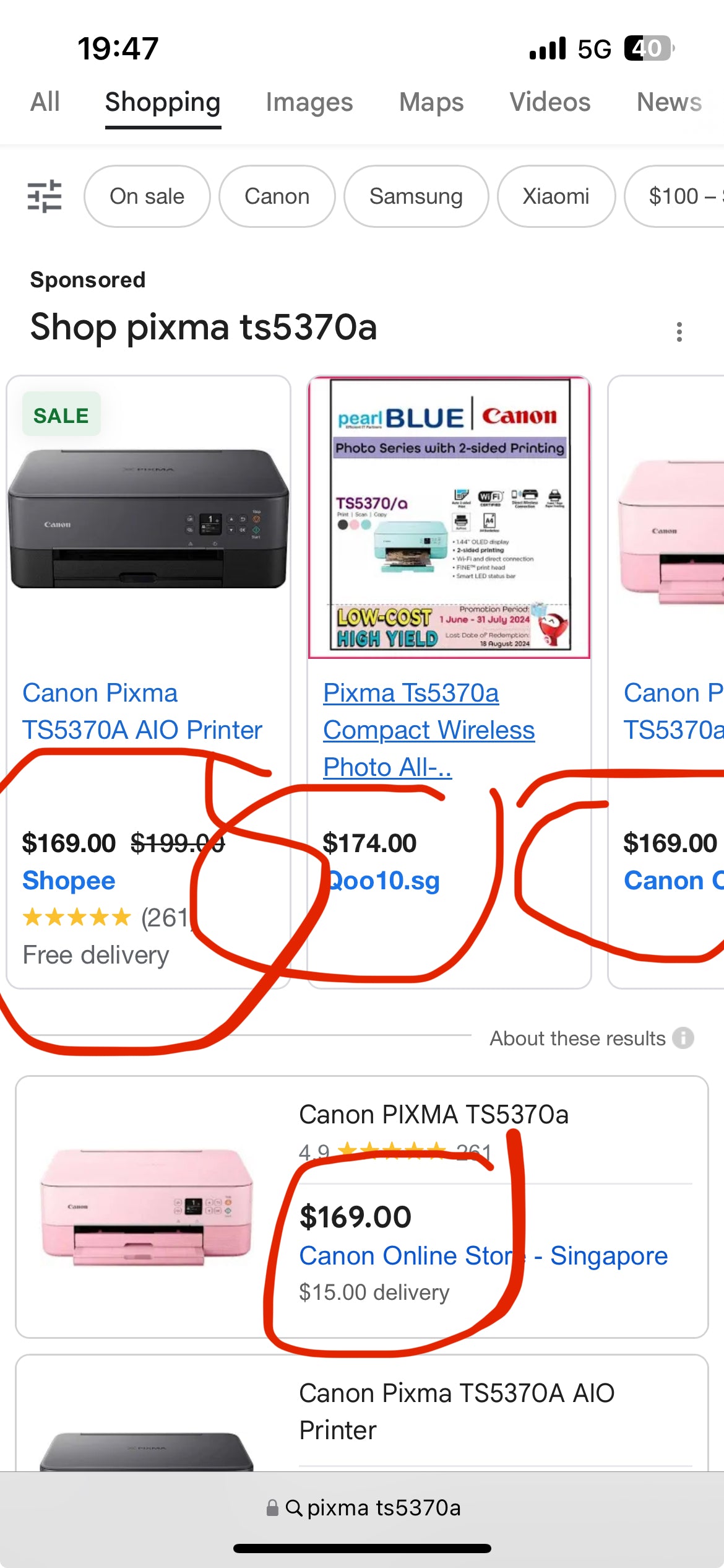Canon Pixma TS5370a Compact Wireless Photo All-In-One with 1.44” OLED Millennial Pink