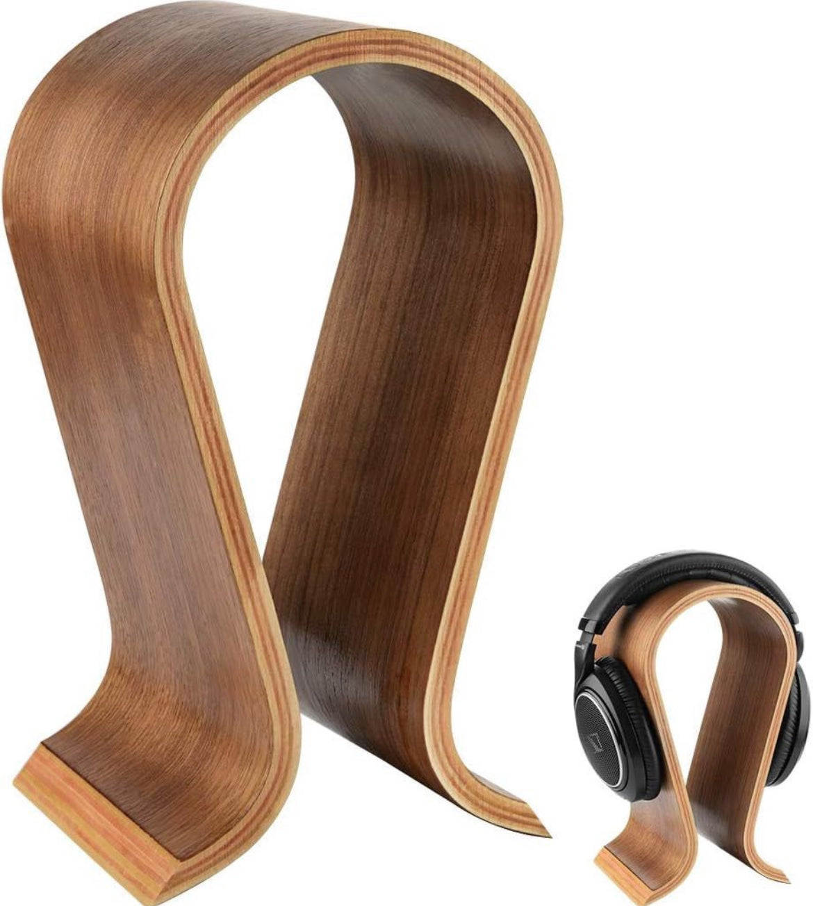 Wooden Omega Headphones Stand/Wooden Headphone Hanger/Wood Headset Holder/Omega Earphone Desk Display Hanger –Wooden Headsets Walnut Finish