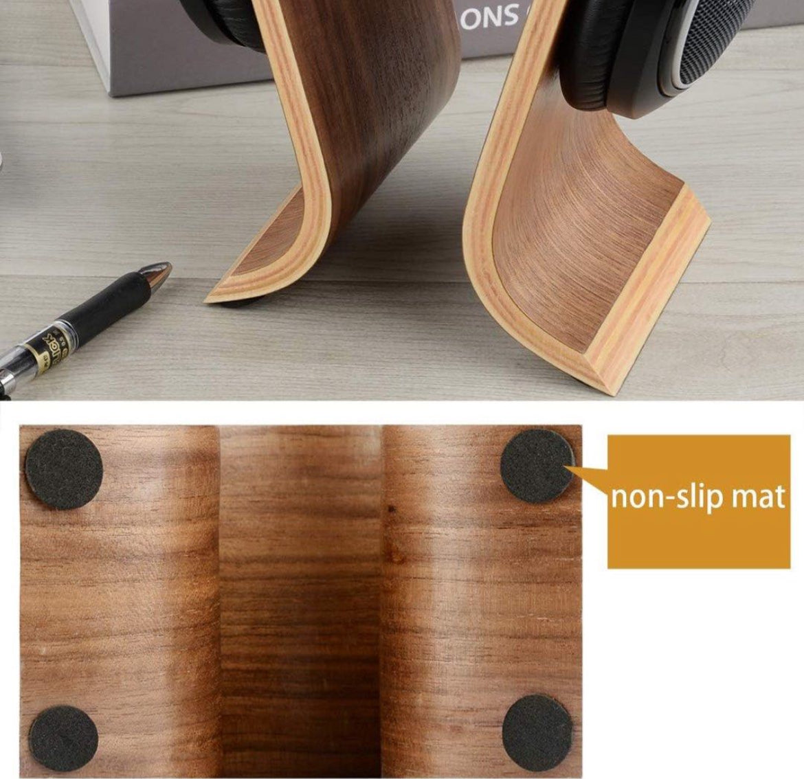 Wooden Omega Headphones Stand/Wooden Headphone Hanger/Wood Headset Holder/Omega Earphone Desk Display Hanger –Wooden Headsets Walnut Finish