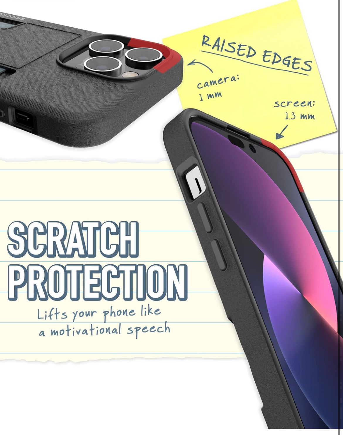 Smartish iPhone 14 Pro Max Wallet Case - Wallet Slayer Vol. 2 [Slim + Protective] Credit Card Holder with Kickstand - Black Tie Affair