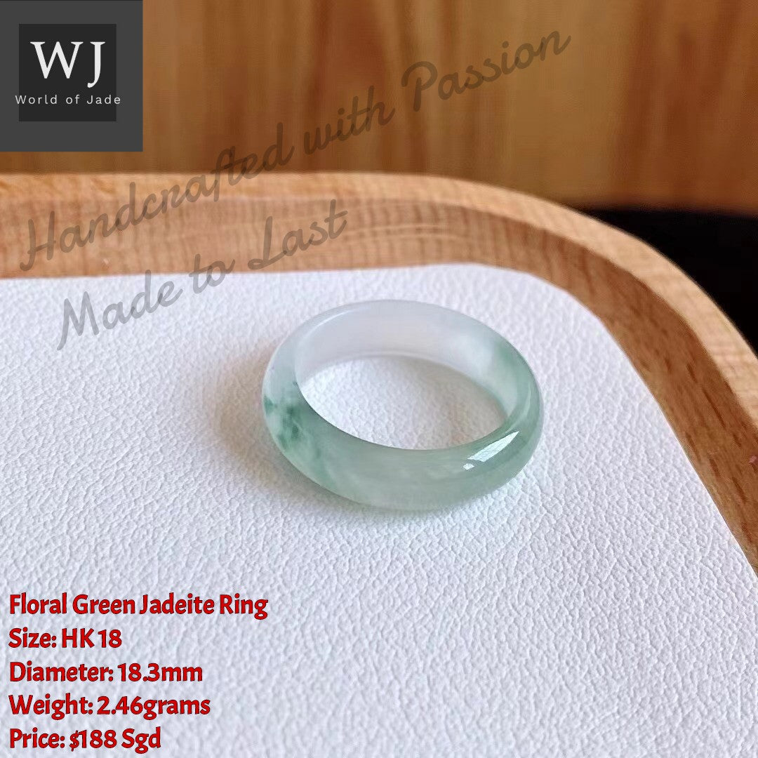 Burma Jadeite Ring Floral Green