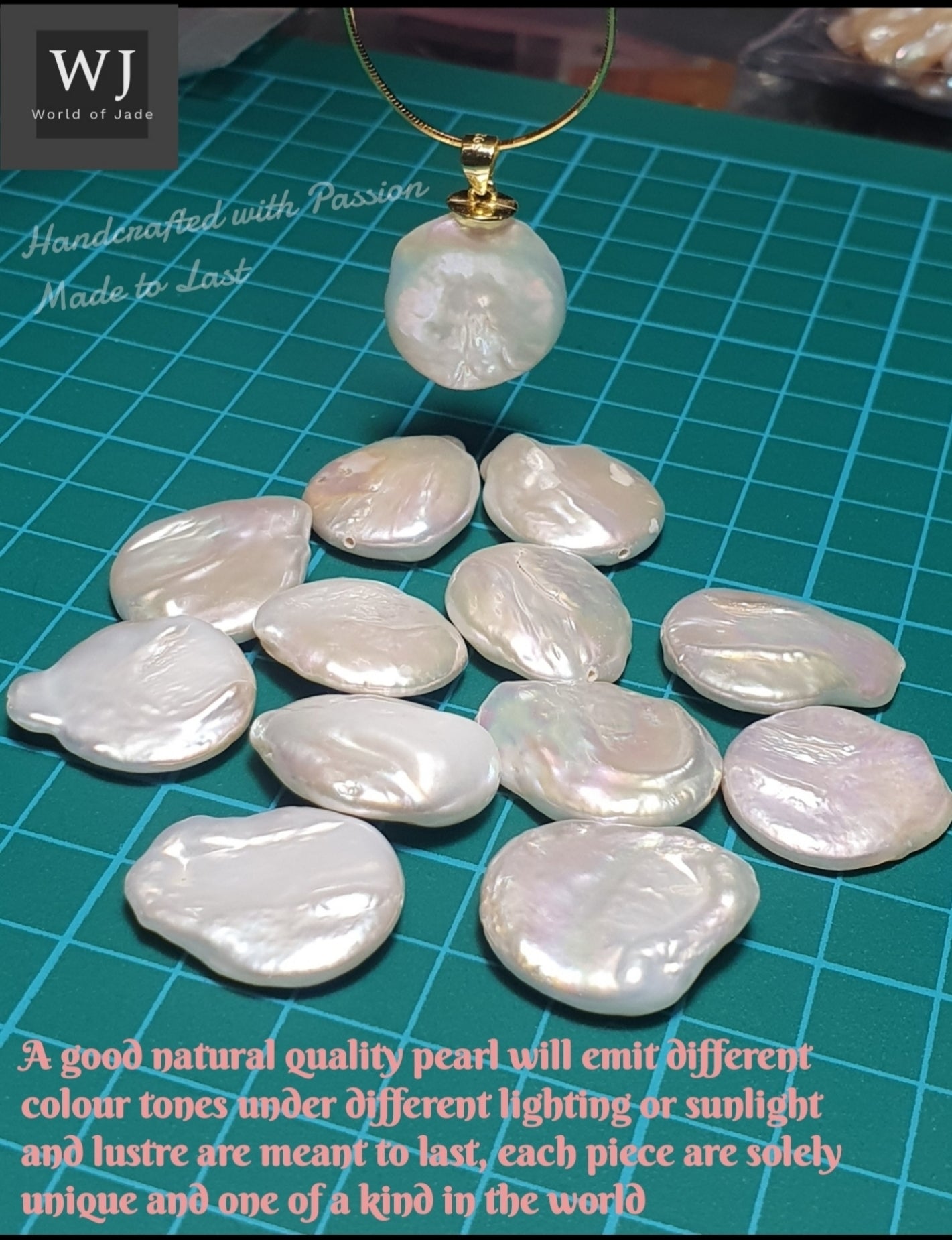 Japan Natural Wild Freshwater Pearls "Button's" Grade AAAA    日本天然野生淡水珍珠‘’钮扣‘’AAAA级