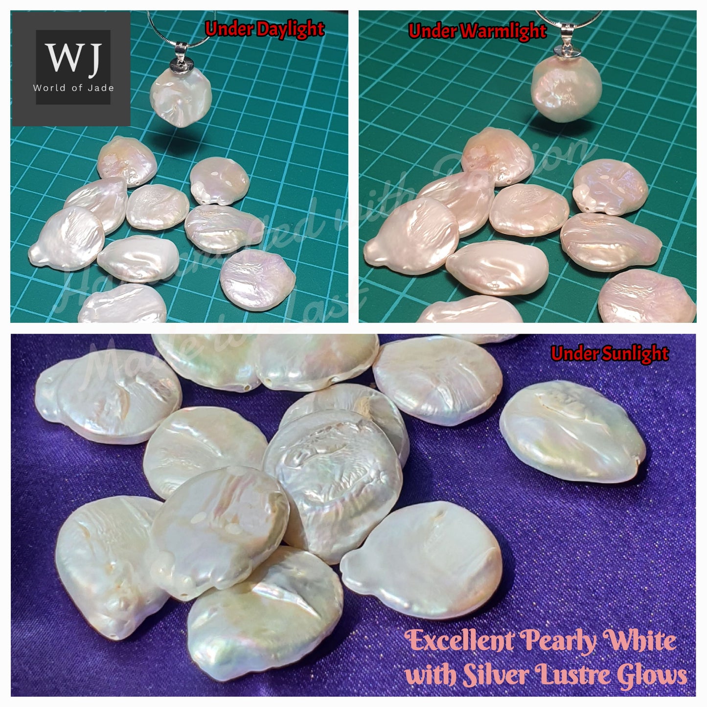 Japan Natural Wild Freshwater Pearls "Button's" Grade AAAA    日本天然野生淡水珍珠‘’钮扣‘’AAAA级