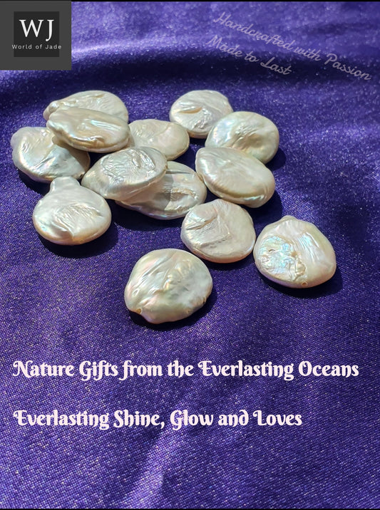 Japan Natural Wild Freshwater Pearls "Button's" Grade AAAA    日本天然野生淡水珍珠‘’钮扣‘’AAAA级