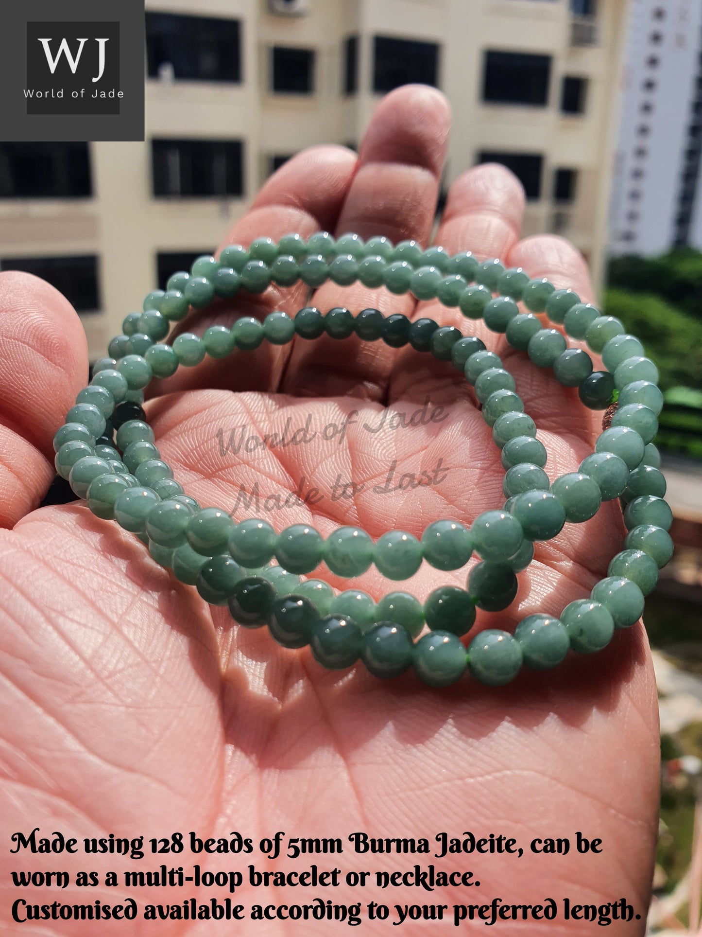 Rare Bluish Green Type A Jadeite Necklace Bracelet 稀有蓝水绿A级翡翠项链手串
