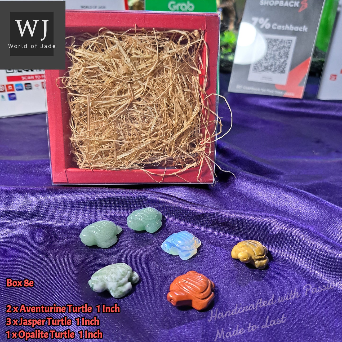 Turtles Miniature Giftbox Birthstone Crystals Decor     迷你海龟礼物盒水晶诞生石摆件