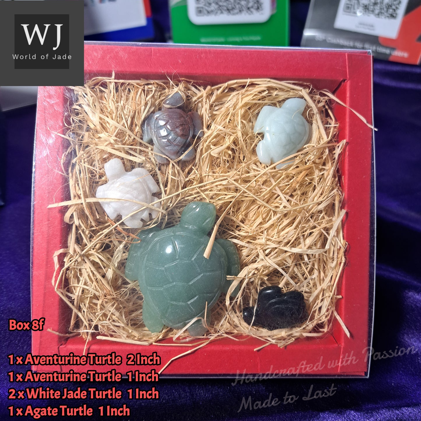 Turtles Miniature Giftbox Birthstone Crystals Decor     迷你海龟礼物盒水晶诞生石摆件