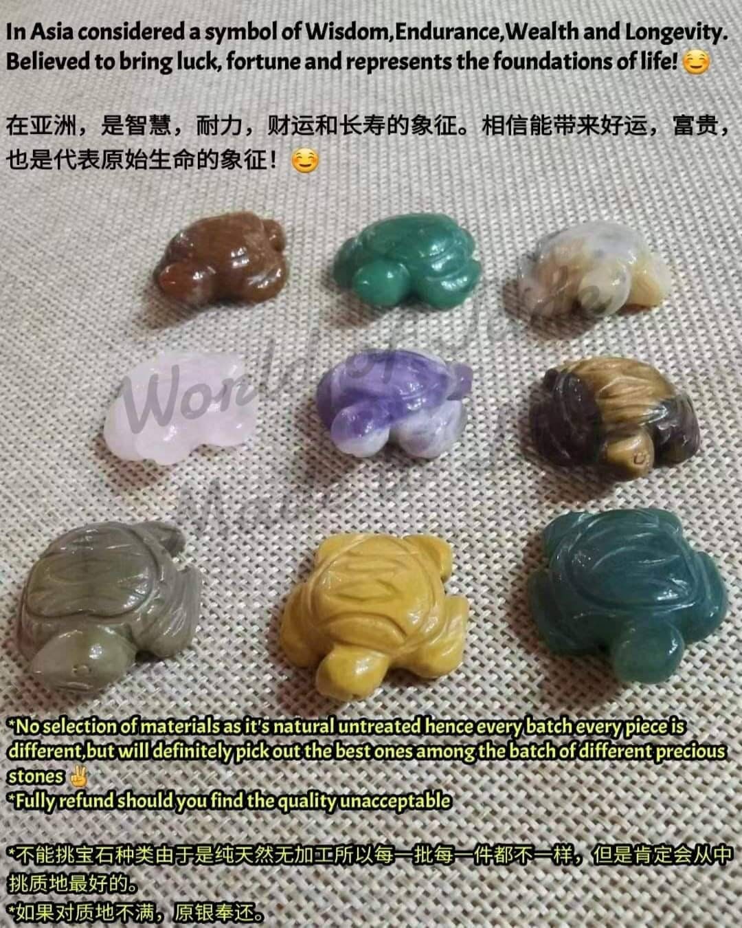 Cute Turtles handcrafted from different kinds of Natural Precious Stones and Crystals