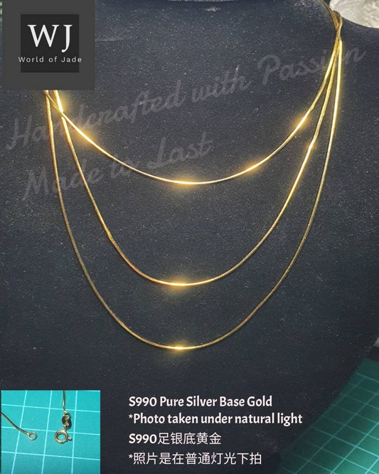 Exquisite S990 Silver Base Gold necklace, suitable for daily use.