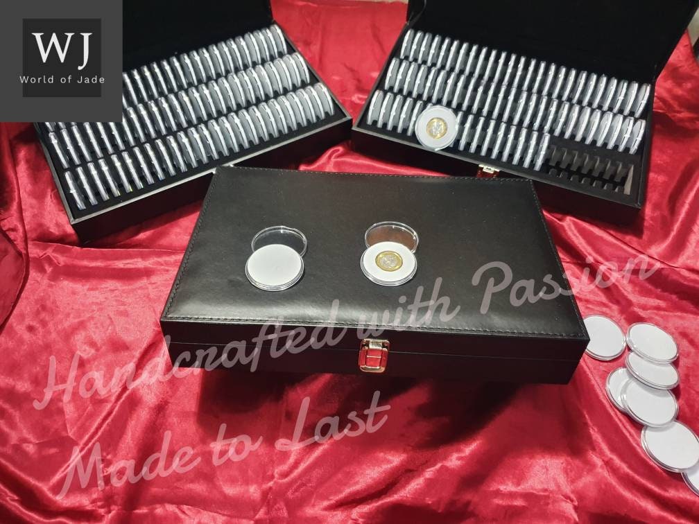 Exquisite Pvc Leather Vintage Handcrafted Collector's Coin Storage Box, Unique Gifts!