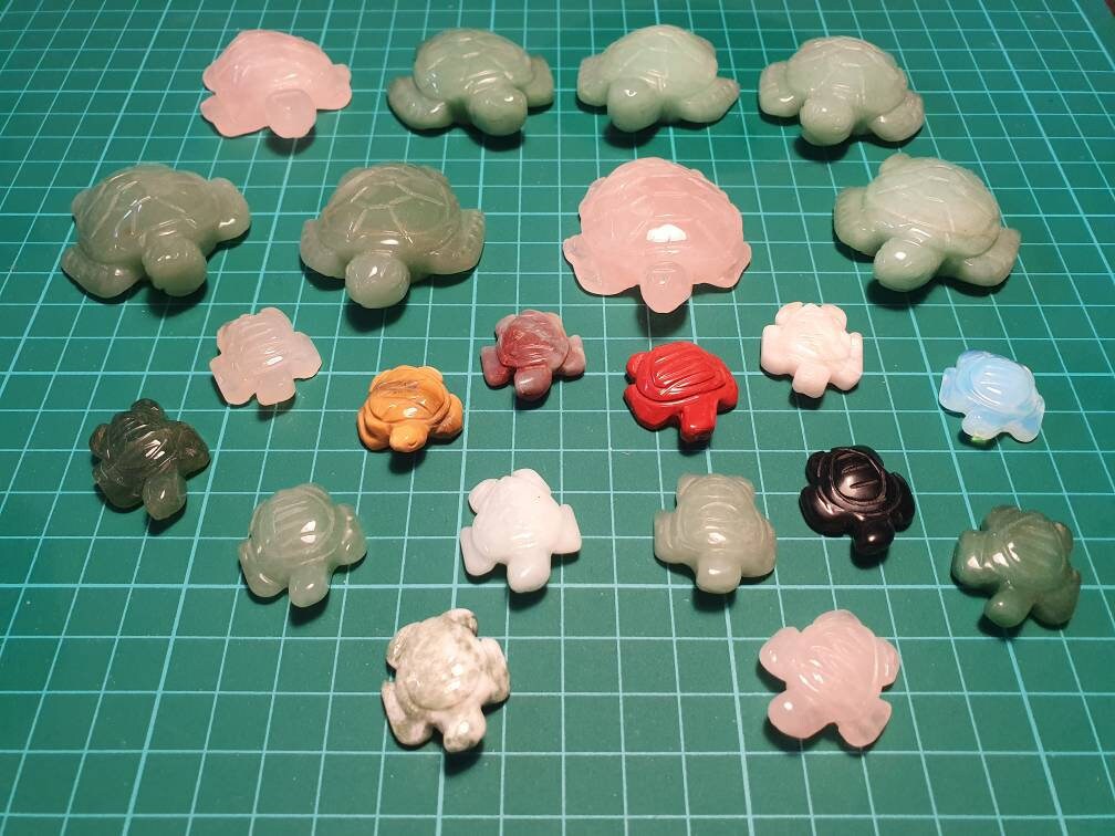 Cute Turtles handcrafted from different kinds of Natural Precious Stones and Crystals