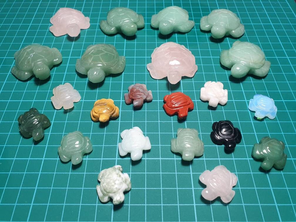 Cute Turtles handcrafted from different kinds of Natural Precious Stones and Crystals