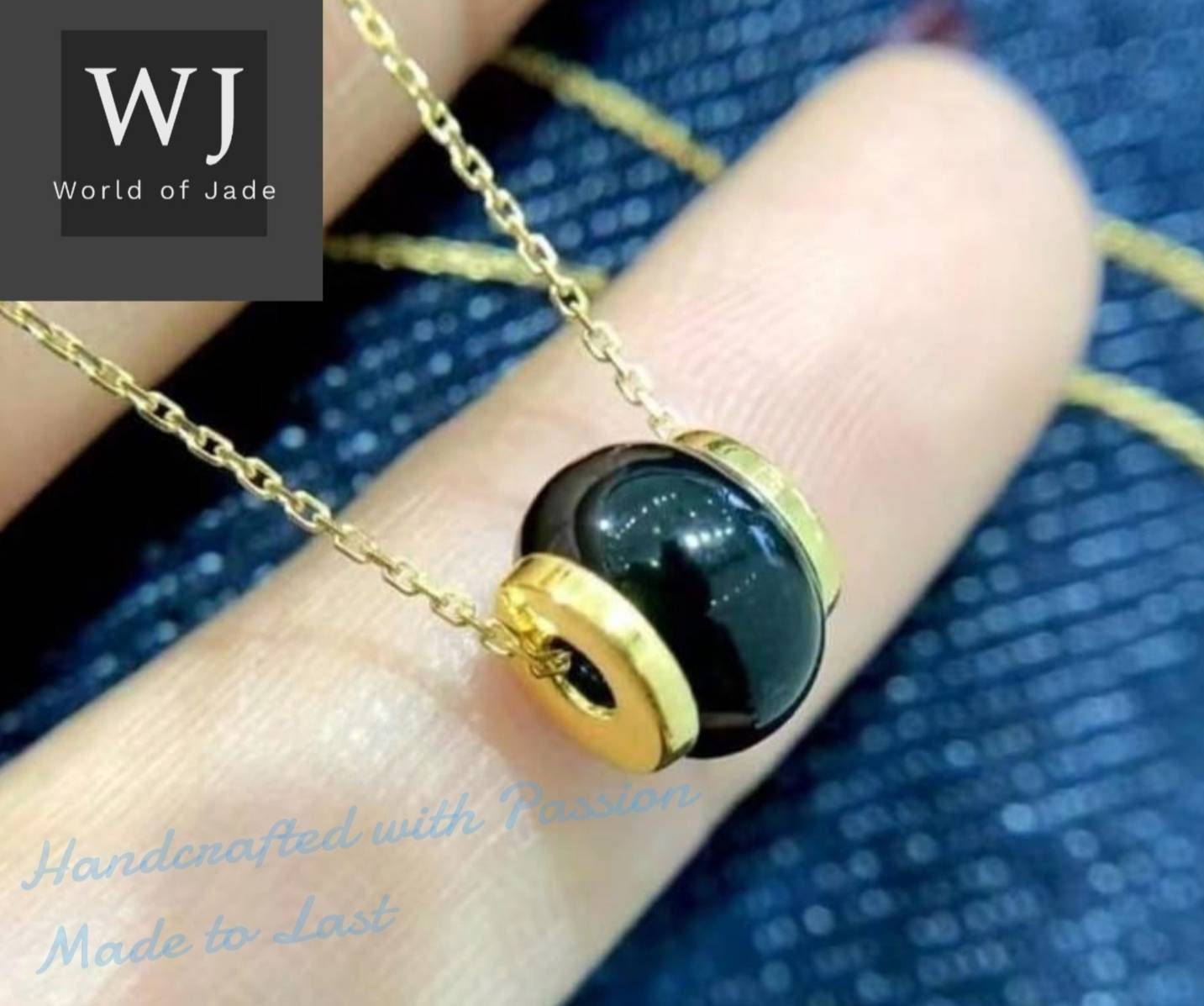 999 Pure Gold Burma Solid Black Jadeite