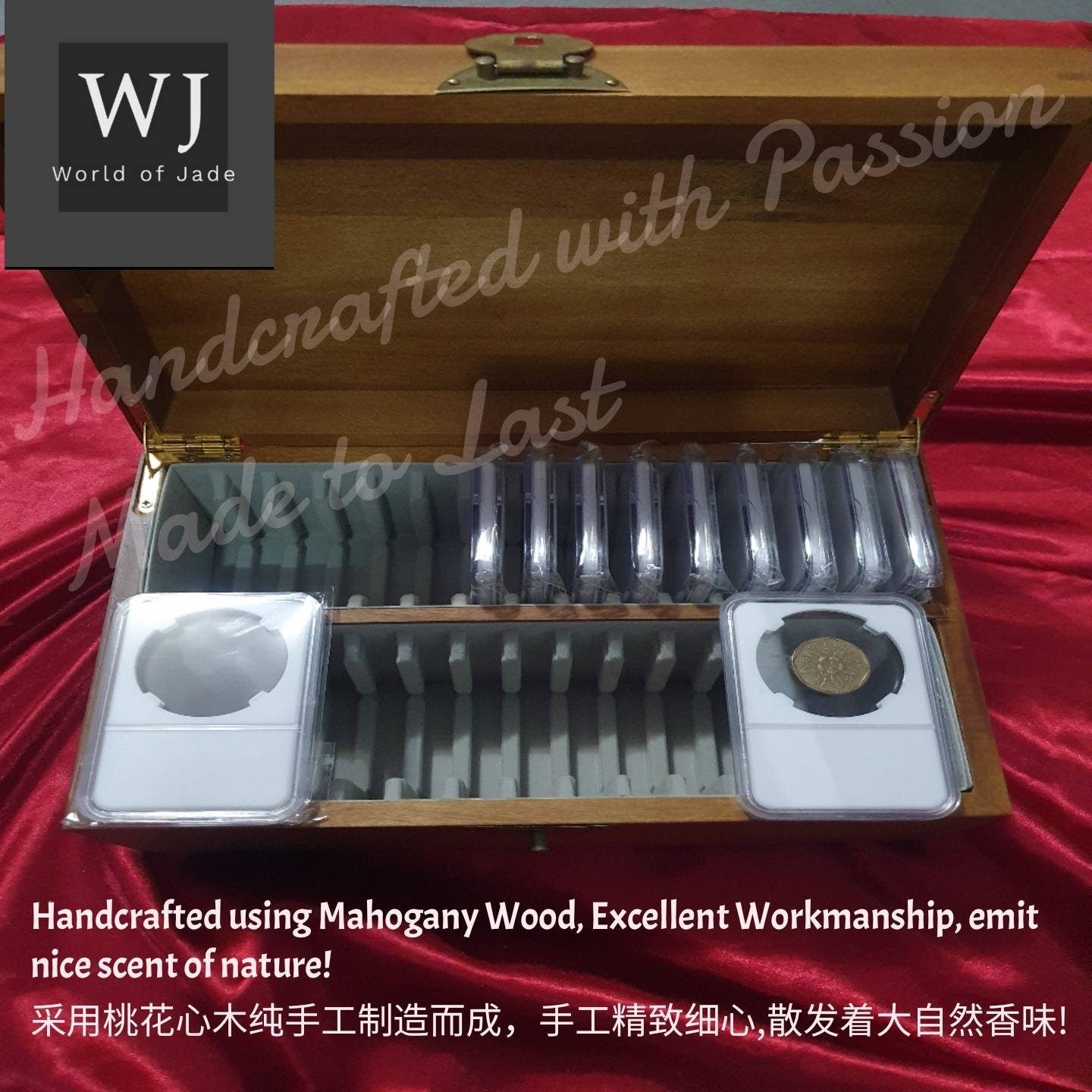Exquisite Handcrafted Mahogany Wood Collector's Coin Storage Box, Vintage and Elegant, Unique Gifts!