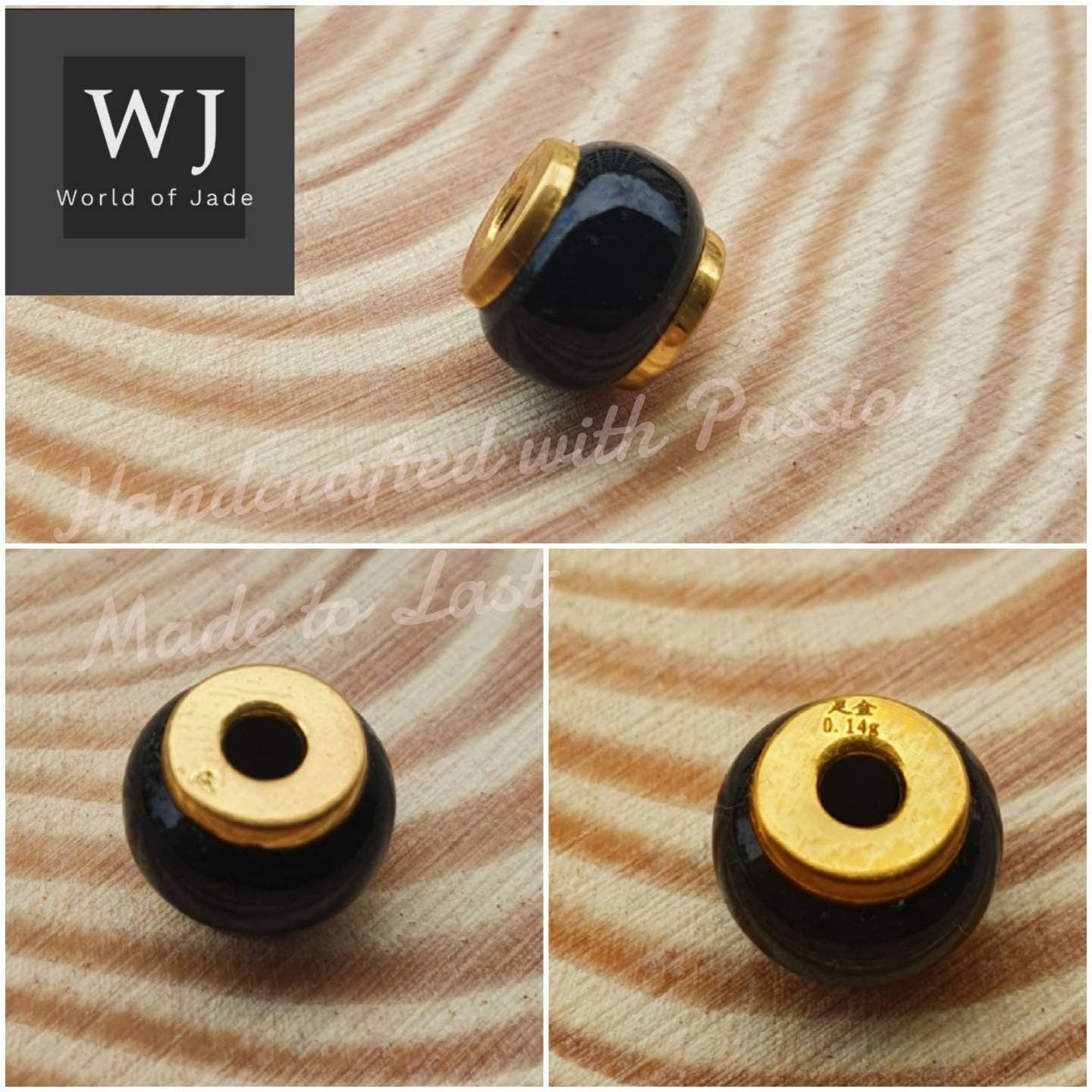 999 Pure Gold Burma Solid Black Jadeite
